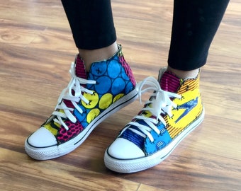 Custom Ankara Covered Sneakers 8.5 Women’s