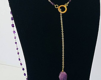 Amethyst lariat long Necklace