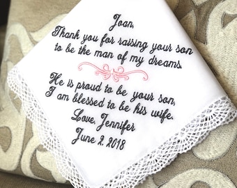 Mother of The Groom Wedding Gift - Handkerchief MAN - PROUD to be your SON - Wedding - Hanky - Hankie - MisterandMrs -Wedding Handkerchief