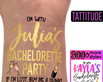 Bachelorette Party Tattoos, bachelorette tattoos custom, bridesmaid gift, bride tribe, gold temporary tattoos, bachelorette party favors hen