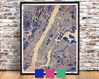 vintage manhattan street map nyc streetmap new york city ny streetmap big