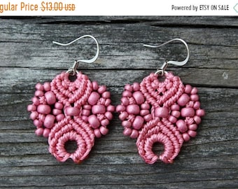 SALE Micro-Macrame Earrings - Pink