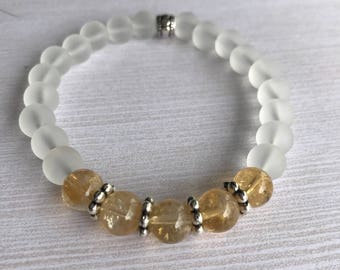 Citrine Bracelet Genuine Semi Precious Beads Crystals-Clarity-Healing-Confidence-Power-Optimism
