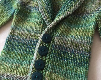 Handspun, handknit Baby Sophisticate Cardigan