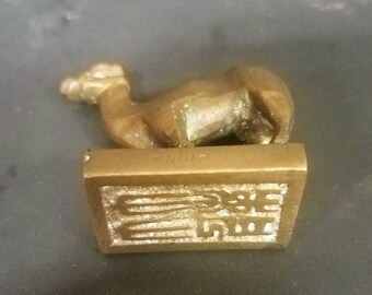 19th Century Brass Camel Figurine Stamp, Probably Chinese. Stamped