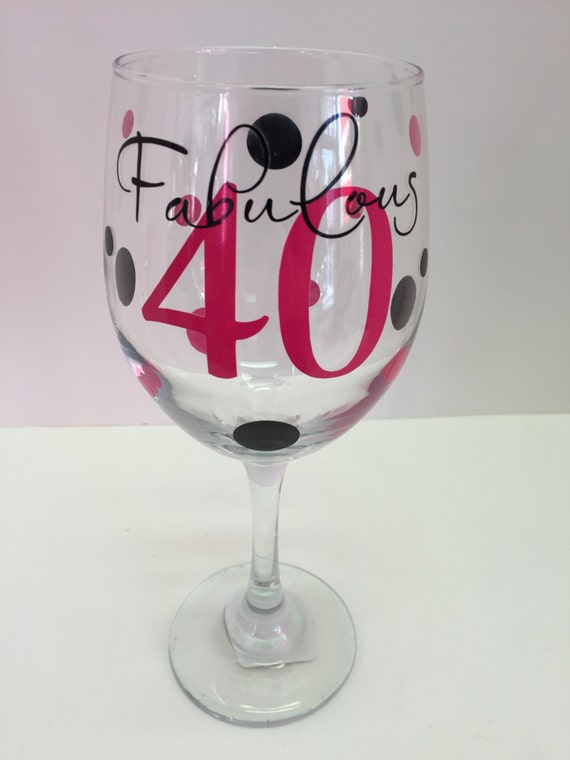 40th Birthday Glass Monogrammed Wine Glass 40