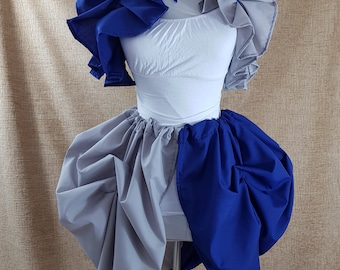 Witch Wizard Blue And Gray Knee Length Tie On Bustle Skirt-One Size Fits All