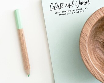 Wedding Invitation Return Address Stamp, Self Inker To Stamp Address, 3-Lines Personalized Text, Bridesmaid Gift (522)