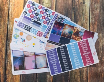 stickers galaxy printable planner space hipster sky stars flags banners happy