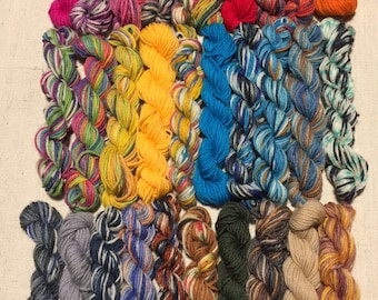 All Opal, Mini Skeins, Lot of 30 different colors, 25 Yards Each, 750+ Yards, No Knots, One Freebie, Quality Sock Yarn, Mini Hanks