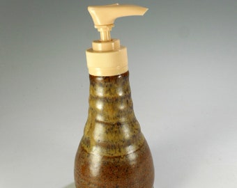 Ceramic soap or lotion pump dispenser, stoneware pottery detergent pump, liquid soap dispenser, kitchen dish soap pump