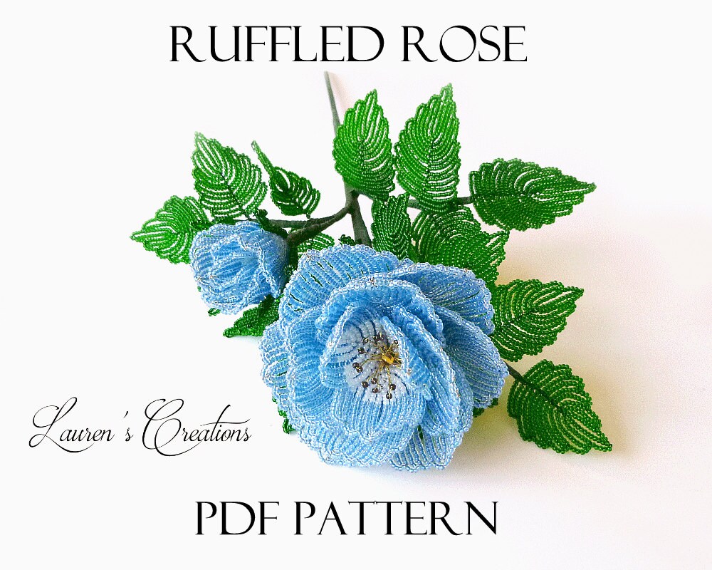 PDF Pattern French Beaded Ruffled Roses Lauren's