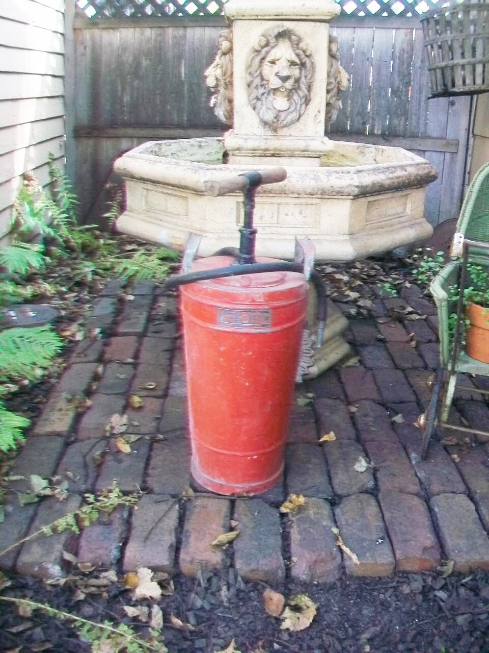 Large Vintage Hand Pump Fire Extinguisher Tamco
