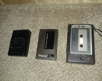 Vintage Sony Walkman and Panasonic tape recorder lot for parts or repair