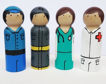 Community Helpers - UNFINISHED Wooden Peg Dolls - DIY Kit
