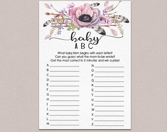 BABY ABC GAME baby items game alphabet game Baby Shower