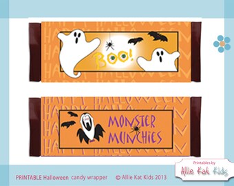Halloween Candy Bar Wraps Ghost Boo Dracula Bats PRINTABLE Candy Bar Wraps