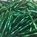 Vintage green twisted tube beads silver lined long bugle beads, needle beads for fringe / lampsahde repair 30 mm