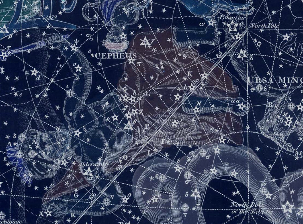 Download Vintage Cassiopeia Ursa Minor Constellation Celestial Map ...