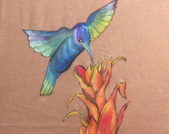 "Colibricolette" t-shirt three quarter sleeves, size M