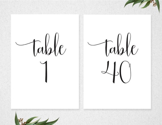 printable table numbers 1 40 instant download 5x7