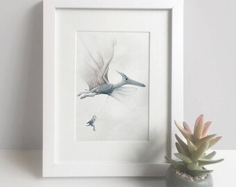 Pterodactyl Dinosaur Print A4