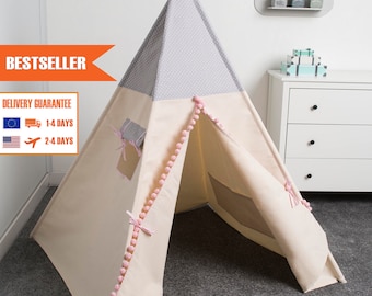 kids teepee play tent, children teepee tent, teepee tent, tipi, GREY DOTS