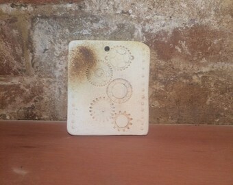 No 1 Stoneware Handmade Ceramic Tile (Unglazed with Oxides)