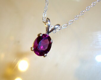 Pendant Purple Amethyst Grapette pendant 8x6 mm in sterling silver - eco-friendly sources, natural gemstone, .925 chain February Birthstone