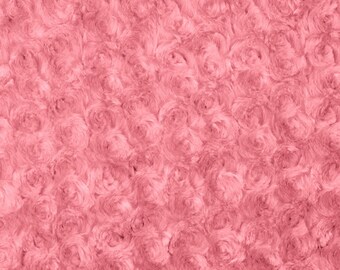 Coral Rosebud Cuddle Minky Fabric, Sold by The Yard