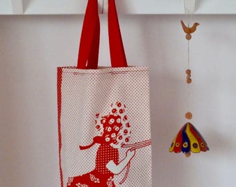 Tote bag for kids, toy bags. Vintage fabric