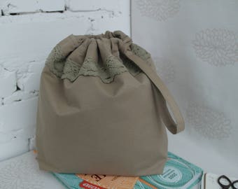Cotton knitting bag, Drawstring sock knitting project bag, Yarn bag, Gift for knitters, Storage knitting bag, Crochet project bag