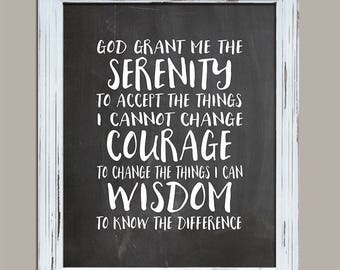 Digital Printable Serenity Prayer God Grant Me Calligraphy