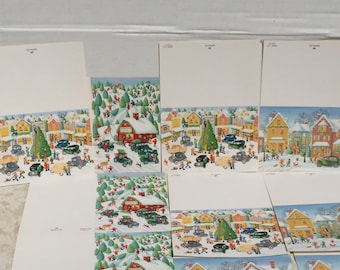 Vintage Christmas Cards By Hallmark / Christmas Tree cards / Winter Scene cards / Cards and Envelopes