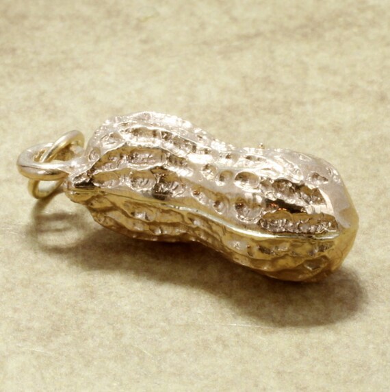 Gold Peanut Charm Medium 14kt Gold Whole Peanut Charm Gold