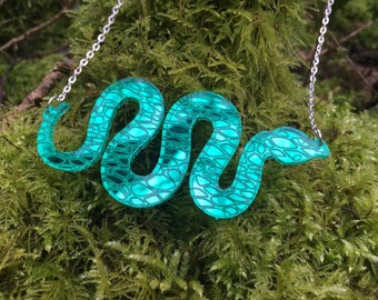 Laser Cut Acrylic Mirror Snake Necklace Statement Acrylic Necklace