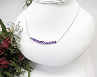 Amethyst Necklace, February Birthstone, Purple Gemstone Necklace In Sterling Silver, 16.5-19 Inches Length, Keira's Crystal Creations