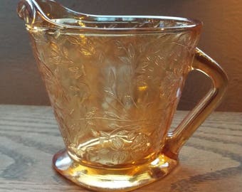 Vintage Jeannette Glass Iridescent Floragold Creamer in the Louisa Pattern