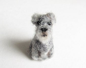 tiny needle felted Schnauzer
