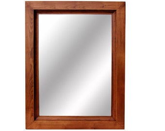 Rustic Wall Mirror - Wood Mirror with Scoop Edge Molding, Timpanogos