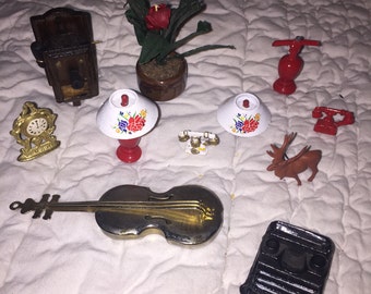 Dollhouse Miniatures lamp cello plant phone typewriter