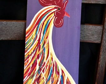 Rainbow Rooster Painting