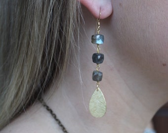 Faceted Labradorite Teardrop Earrings