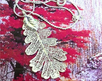 Real Leaf Jewelry, Small Oak Leaf, Sterling silver dipped pendant necklace, with choice of chains