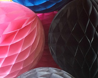 Black 12 Inch Honeycomb Tissue Paper Balls - Paper Party Decor Decoration Supplies