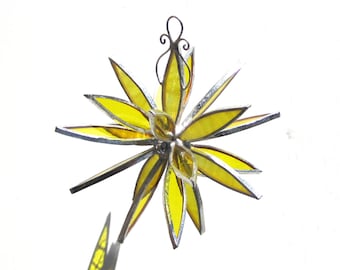 You Pick Any Color and Size - 3D Stained Glass Flower Burst - Hanging Suncatcher Ornament Home and Garden Decor Abstract (MADE TO ORDER)