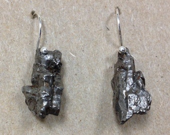 Sikhote-Alin Meteorite and Sterling Silver Earrings Handmade by Chris Hay