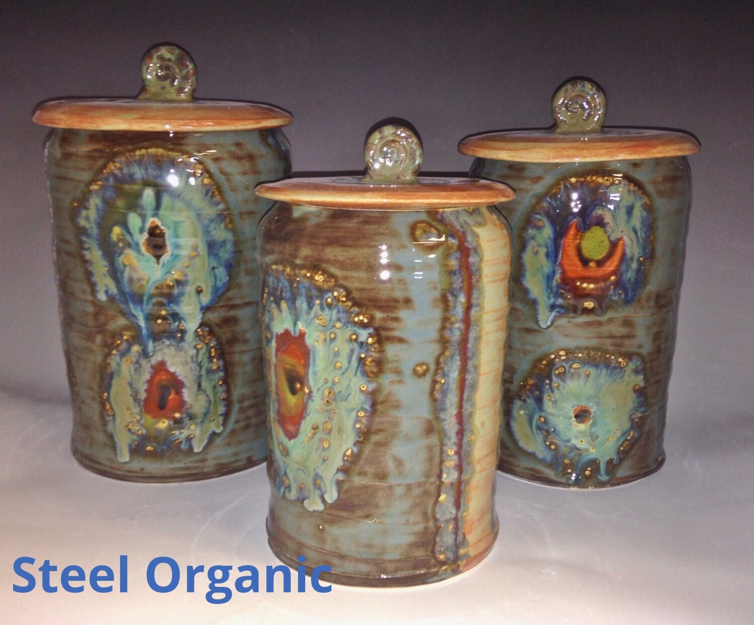 Handmade 3 piece Ceramic Kitchen Canister Set M L XL size Handmade 3 piece Ceramic Kitchen Canister Set M L XL size