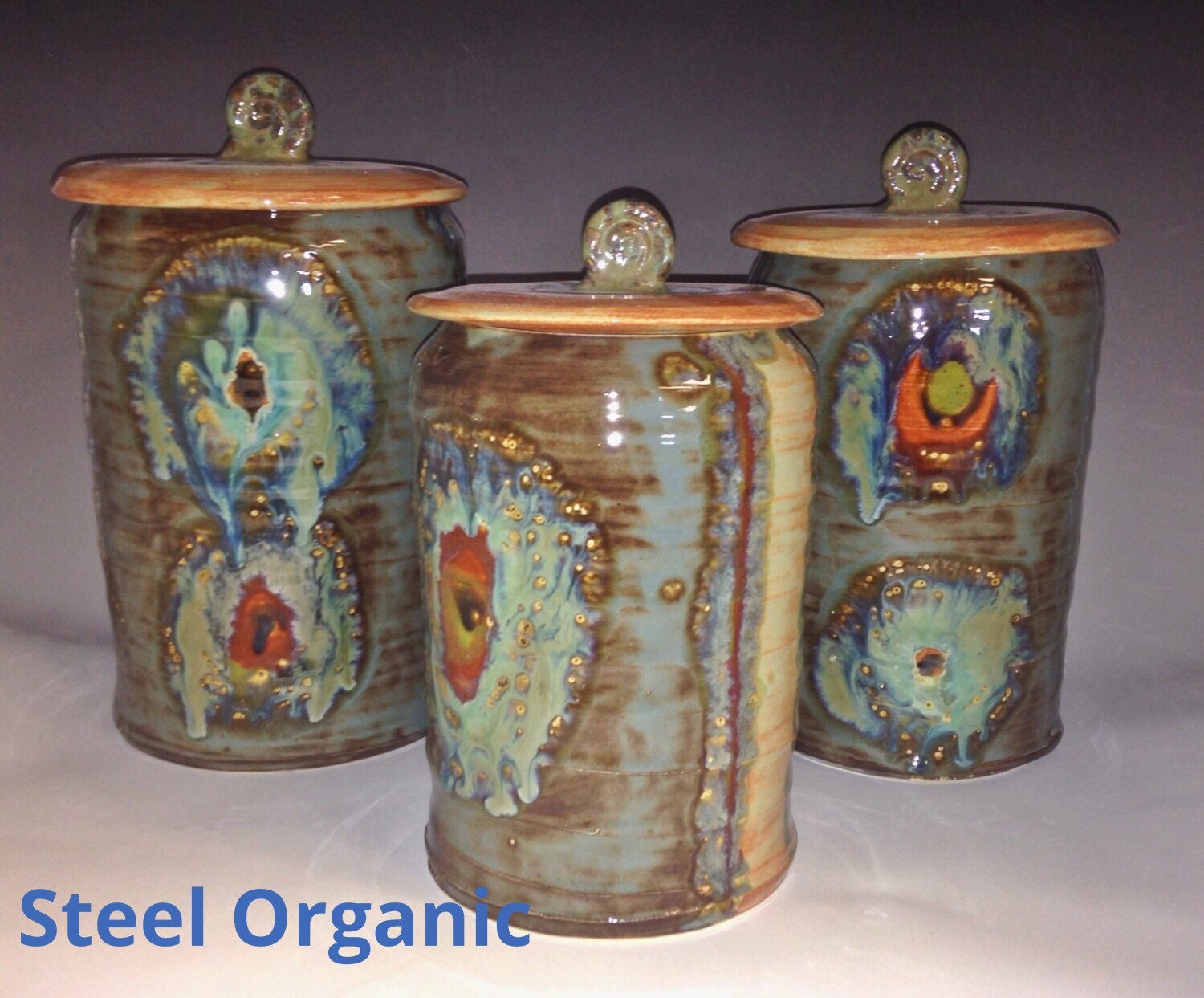 Handmade 3 piece Ceramic Kitchen  Canister Set  M L XL  size