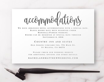 Accomodations card Editable templates Accommodation insert templates Wedding invitation enclosure cards Wedding template printable #vm41